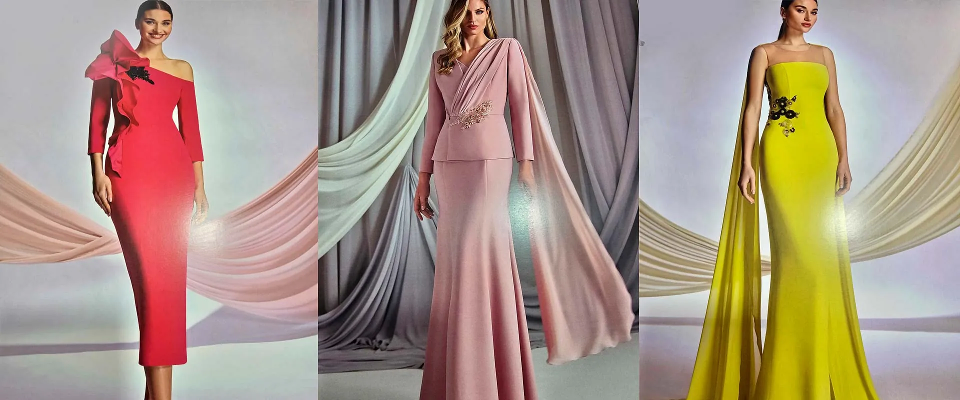 Soledad Galván banner vestidos Raffaello y Esthefan
